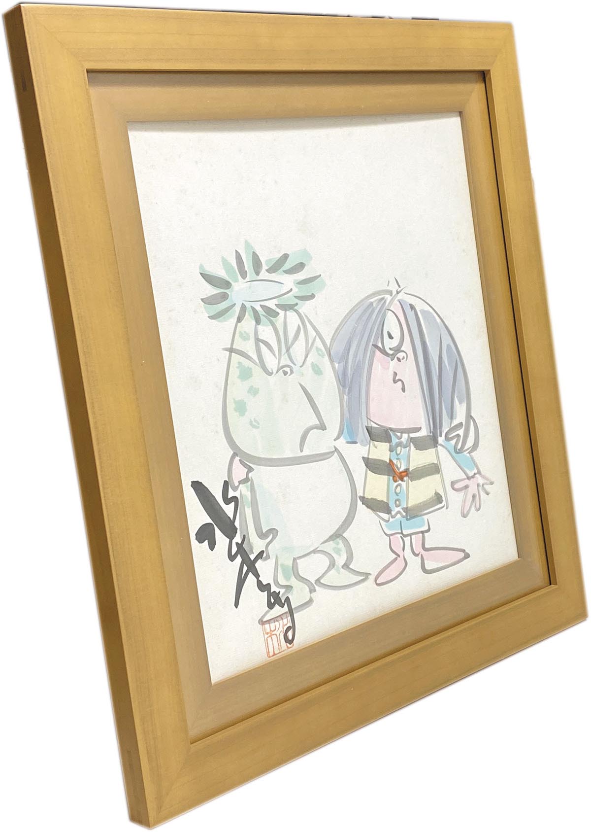 ☆【てつ】水木しげる 直筆色紙 本物 水彩画原本 『世界で一枚のみ