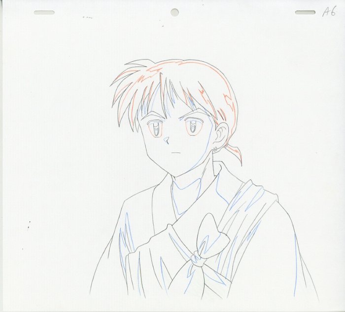 犬夜叉 珊瑚 原画と修正画 犬夜叉 珊瑚 セル画 犬夜叉 珊瑚 原画3枚＋