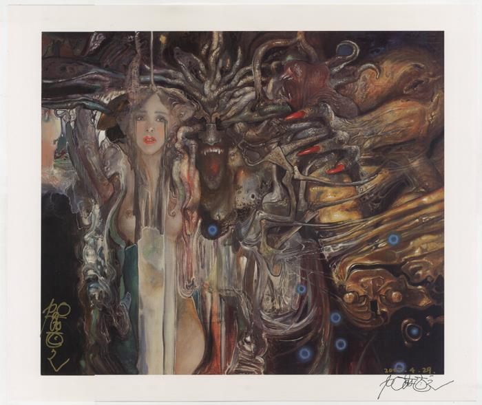 加藤日砂 直筆サイン入り 直筆絵画 大きなふくろう 加藤直之 直筆