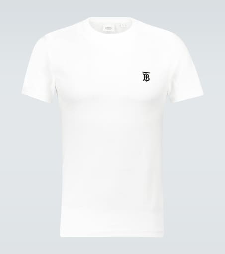 BURBERRY / Tシャツ/S/コットン/ホワイト/ロゴ/刺繍 TB Monogram