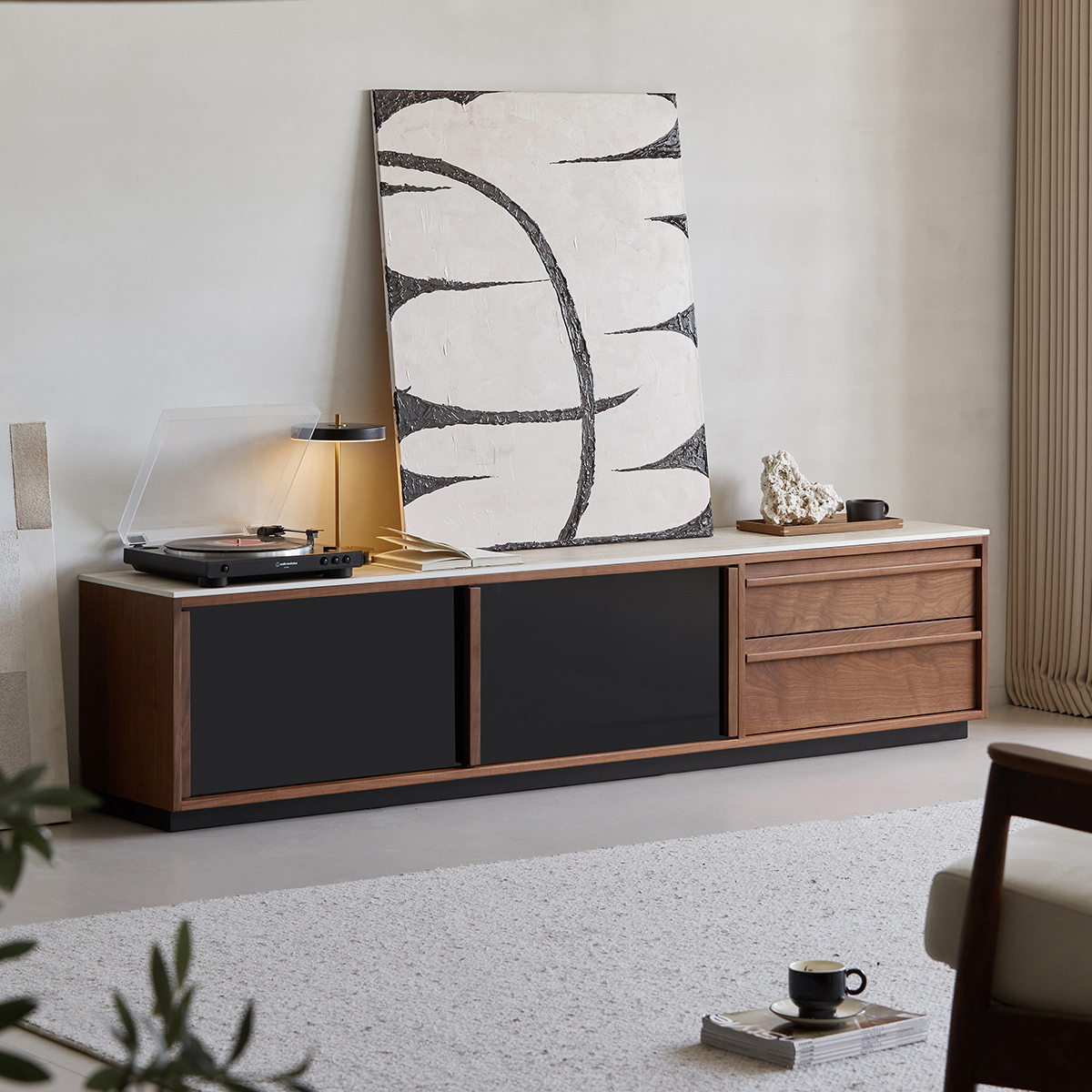 ゆたんぽ】ブラウン 木製 テレビ台 引き出し付き ブラウン 木製 テレビ