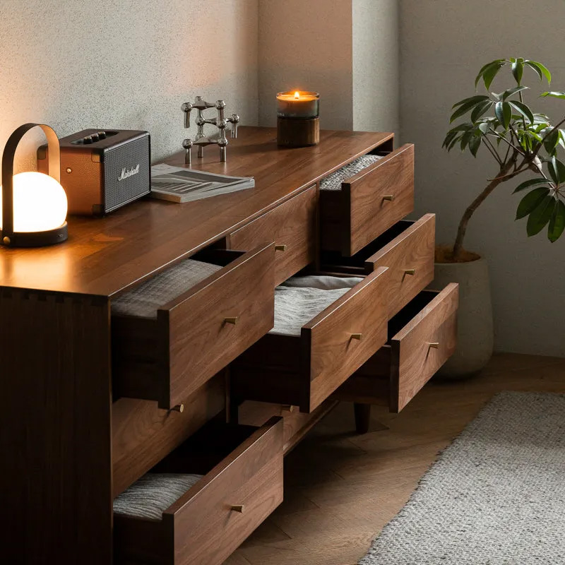 Woody Prime Walnut ウォールナット材 北欧風木製9マスキャビネット