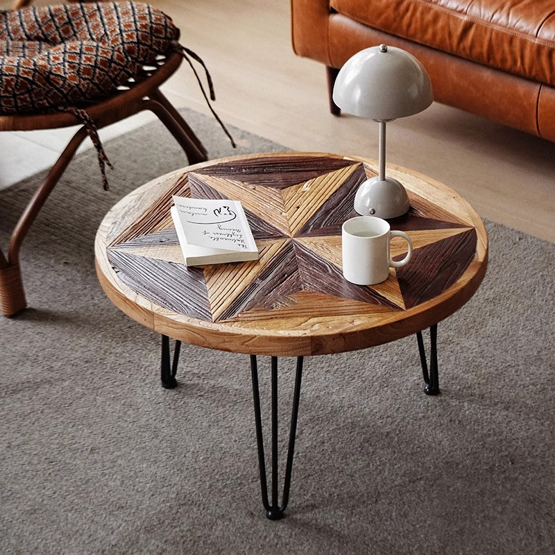天然木ヴィンテージスターテーブル | ユニークな星形デザインと持続