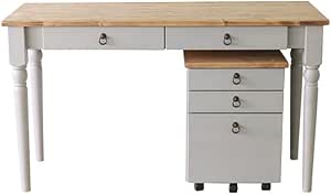 パイン材デスク＆ワゴンセット | 自然な木目とオイル仕上げ 環境に