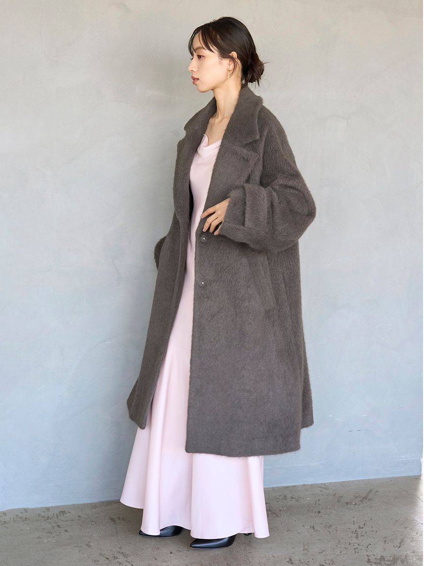 ブローチ付きシャギーロングコート(コート)｜アウター｜SNIDEL