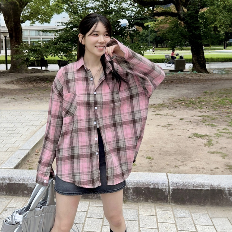 ピンクチェックシャツ｜シャツ｜韓国ファッション通販 SONA