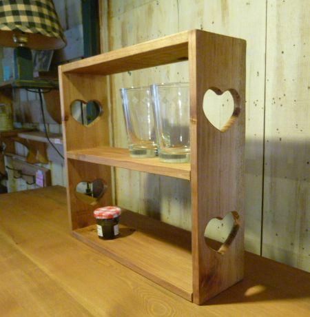 カントリー雑貨 シャビー風 ミニ2段 ハートラック - カントリー家具