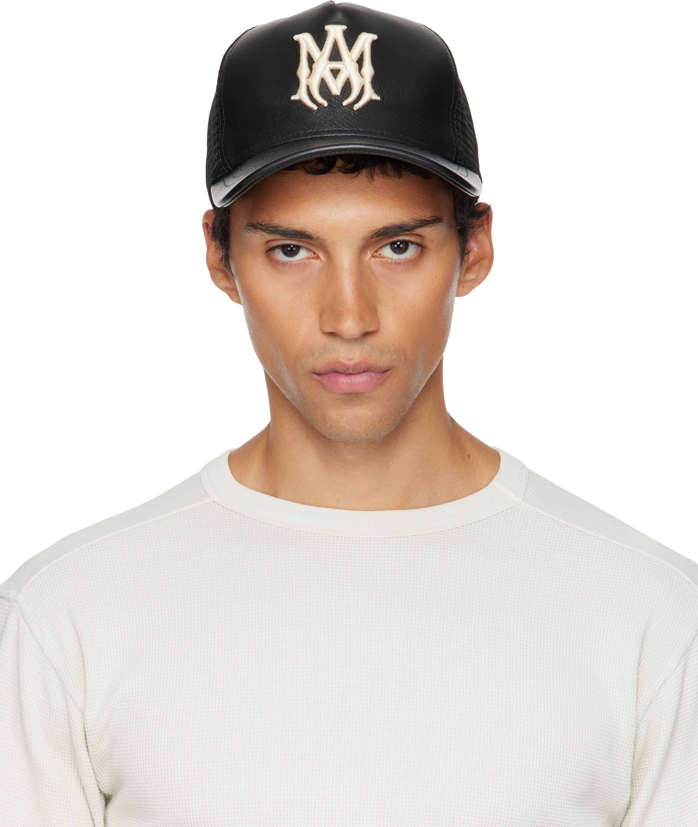 AMIRI: ブラック MA レザー トラッカーキャップ | SSENSE 日本