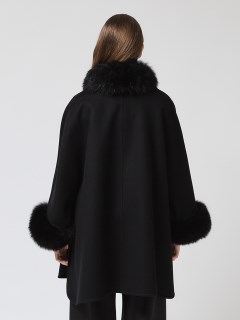 LORO PIANA|FAVOLA DOUBLE】ファー付き ウールカシミヤ ポンチョコート