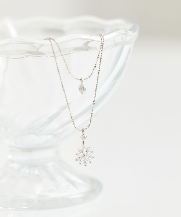 SET2点スノーモチーフネックレス+ワントップネックレス/earth