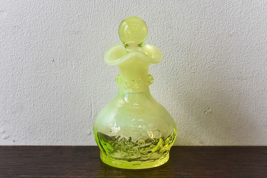 アンティーク ウランガラス 香水びん ガラスボトル レトロ Perfume