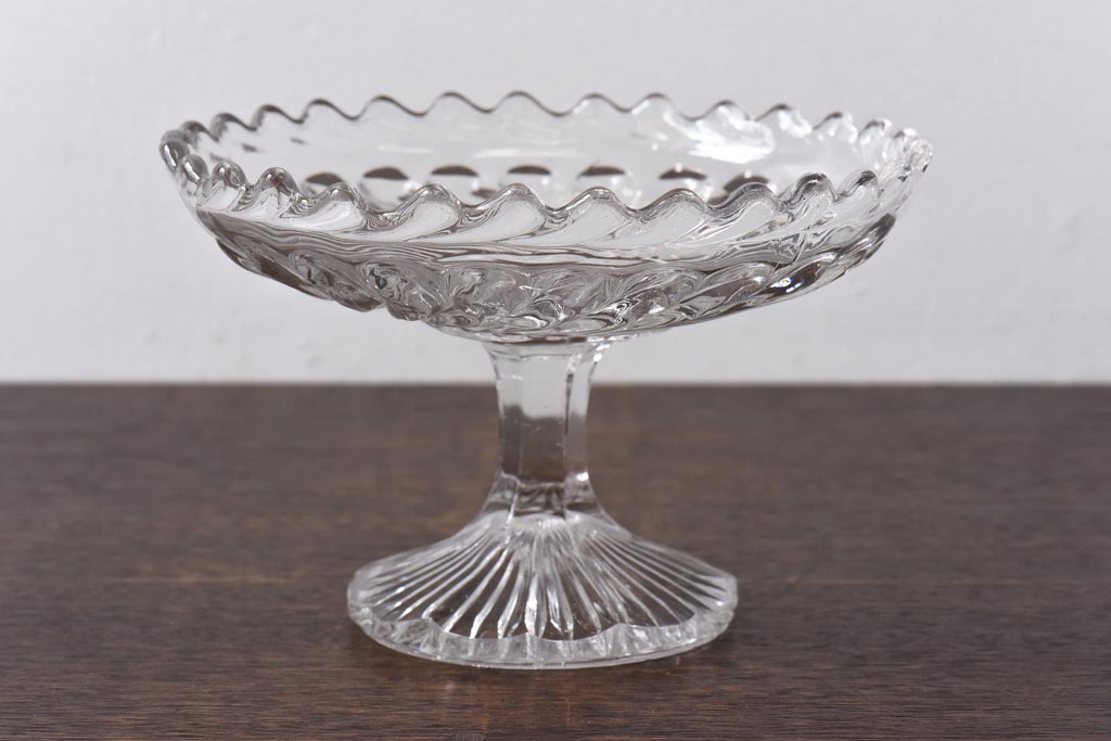 アンティーク美品 1940〜1950年代 イギリス ガラス製 コンポート