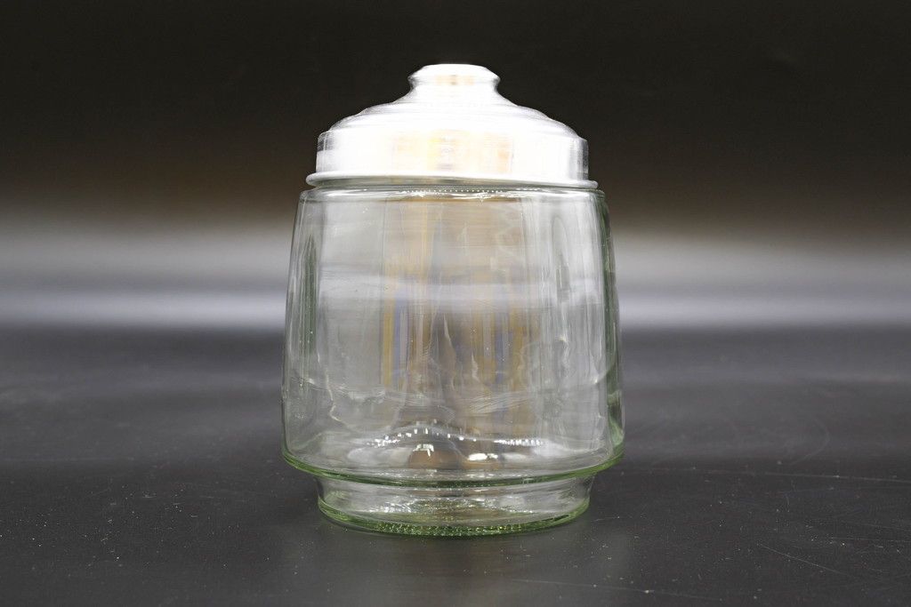 ◇393◇【昭和レトロ】蓋付ガラス 駄菓子瓶 アルミ蓋 アルミ蓋 ◇393
