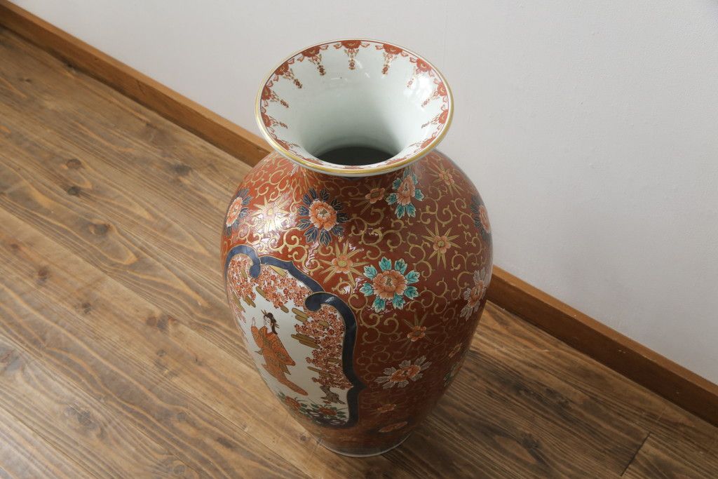 秀峰作 有田焼 花瓶 色絵金彩 美人図 壺 大花瓶 花器Traditional Yahoo