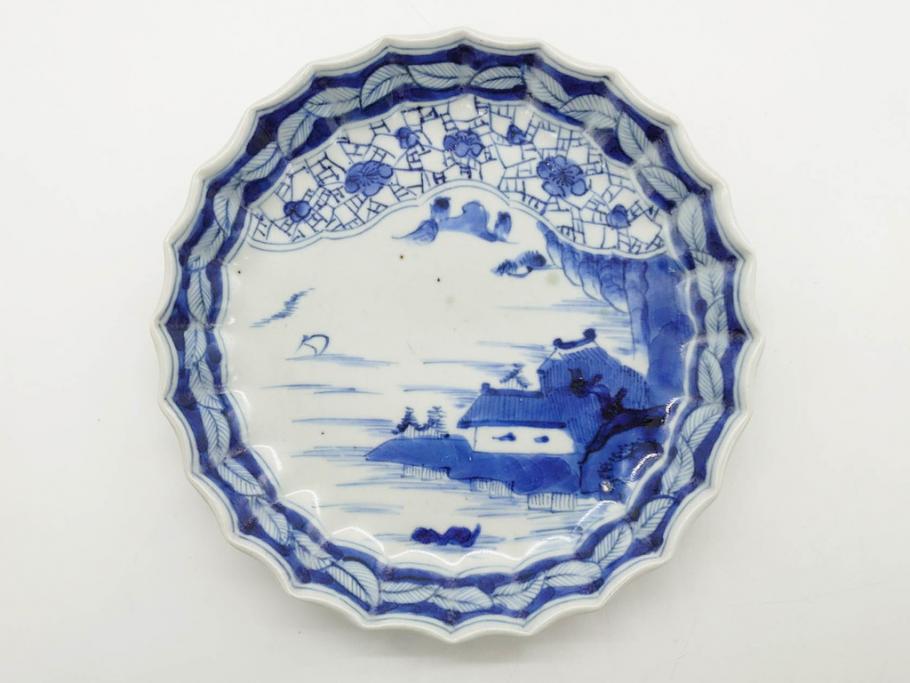 伊万里焼 三つ足 金彩 染付 山水画 伊万里焼 三つ足 金彩 染付 山水画