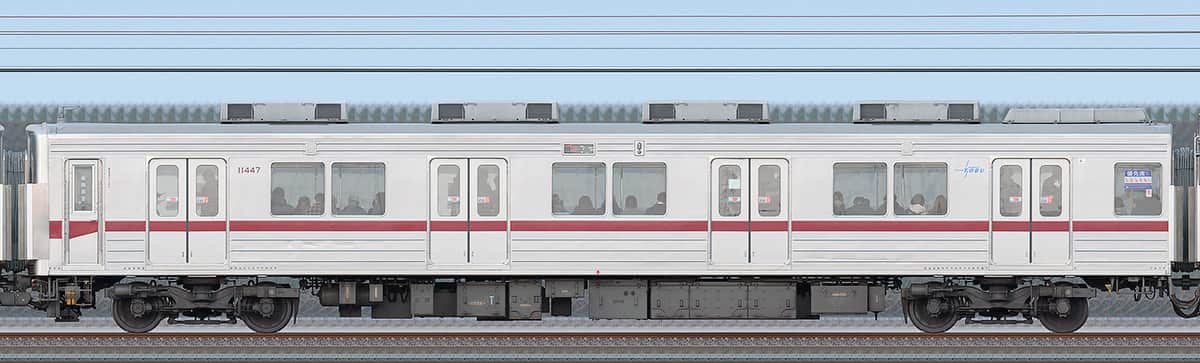 東武10030型クハ11447（リニューアル車）2025年撮影の側面写真