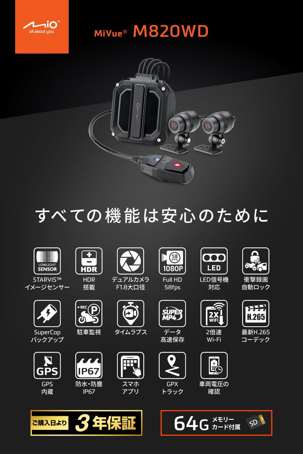 Webike | DAYTONA デイトナ バイク専用ドライブレコーダー「MiVue(R