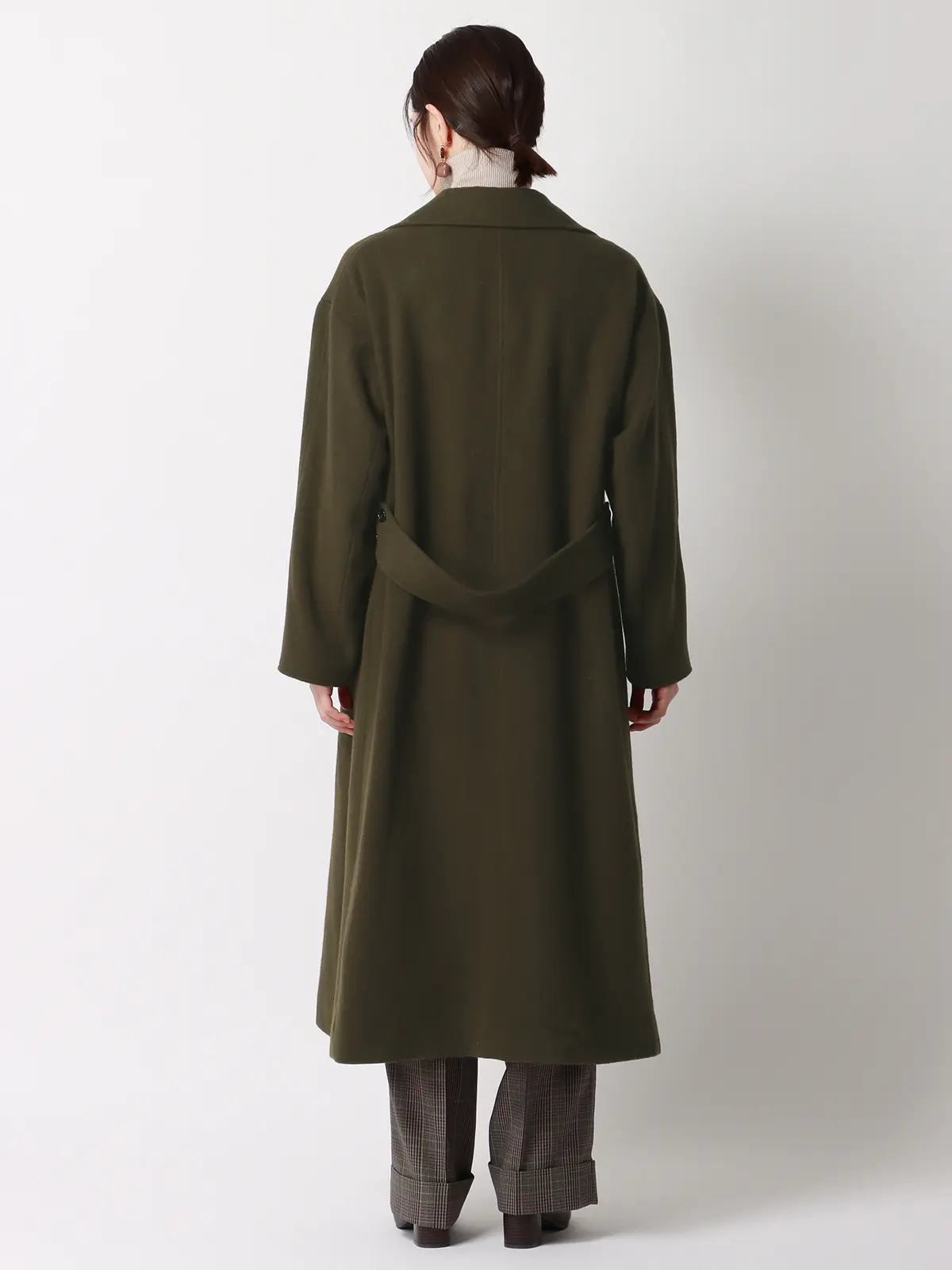 ダブルチェスターコート／撥水／RESCWOOL／ライトビーバー／バック