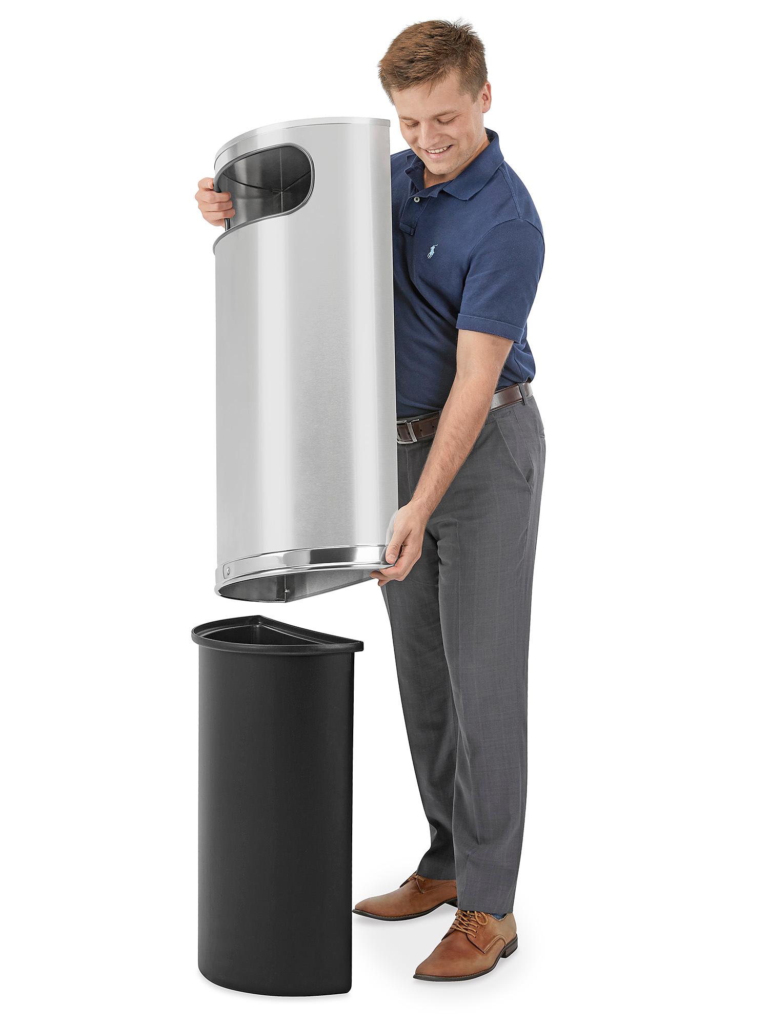 Side-Entry Trash Can - 9 Gallon, Stainless Steel H-4179 - ULINE