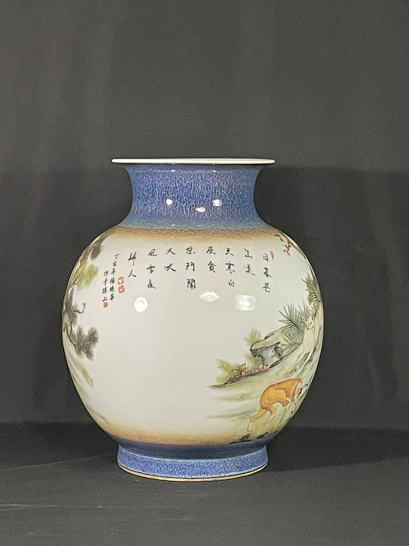 故宮】郎世寧風白磁犬図瓶大清雍正年製南京博物院保管委員會中國古玩