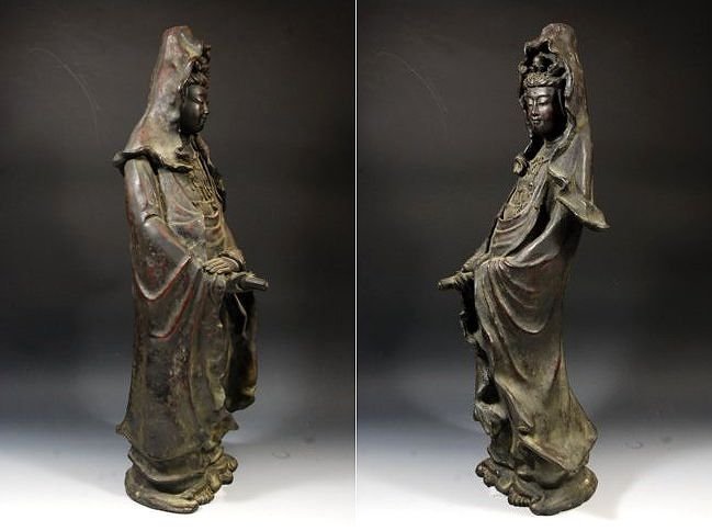 大尊古銅像-觀音菩薩《 高約：63cm、重約：15.25kg》 | Yahoo拍賣