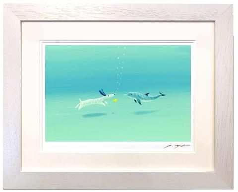 葉祥明 草原のジェイクと小鳥さん アクリル画 原画 葉祥明 草原の