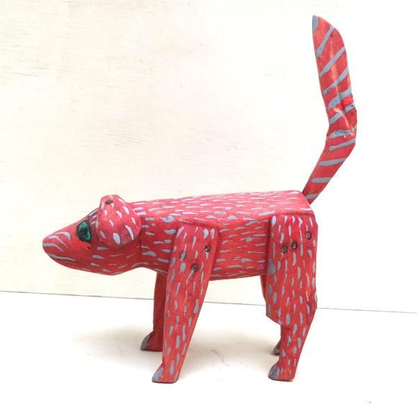 オアハカ ウッドカービング|木彫人形 イヌ ピンク - メキシコ雑貨と