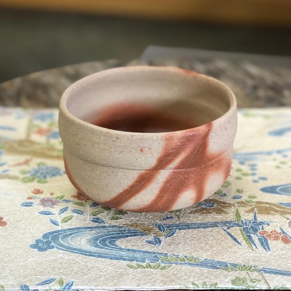 備前焼反り長角大皿・ゴマ緋襷ボタモチ【12】 備前焼反り長角大皿