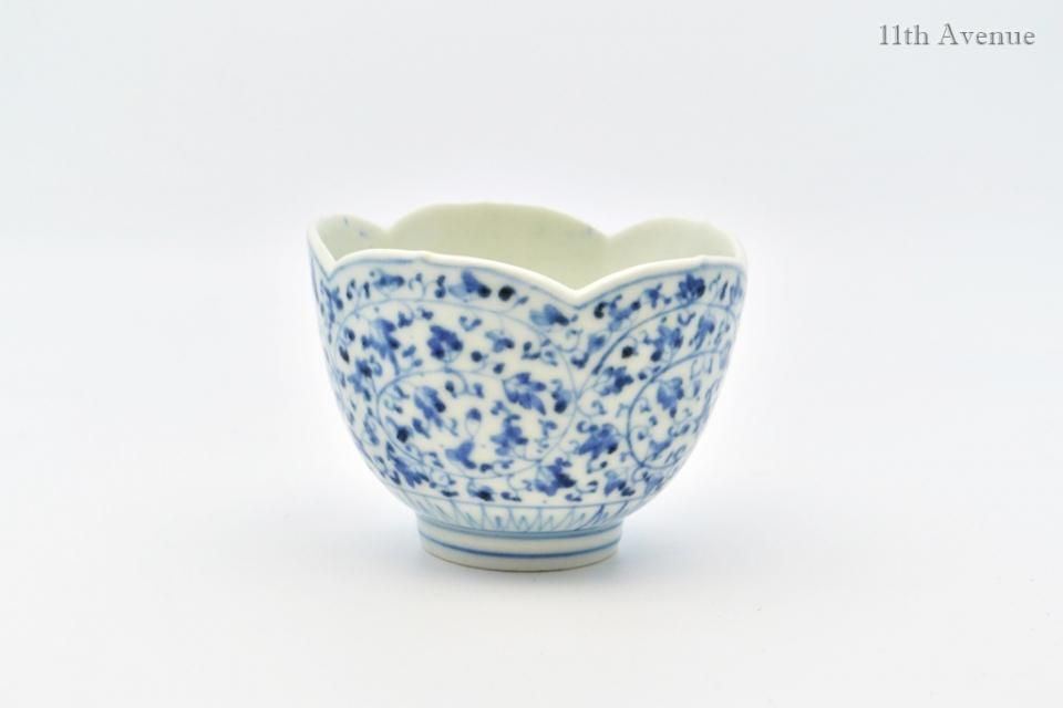 大ぶり 古伊万里 染付 蛸唐草 大猪口 そば猪口 骨董 アンティーク 江戸
