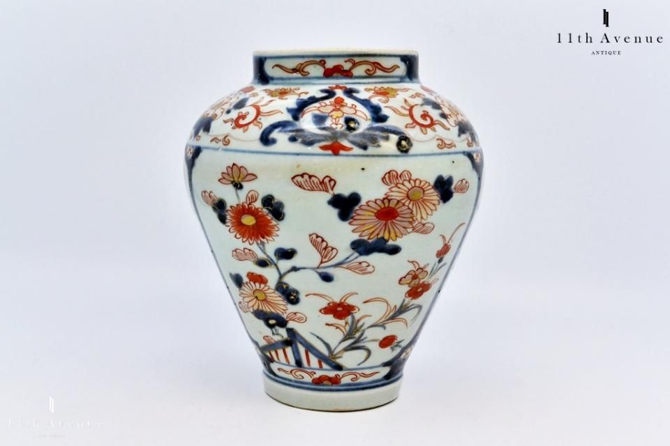 古伊万里【蔵春亭西畝】色絵金彩武士紋広口花瓶 飾壺 高さ68cm 古美術