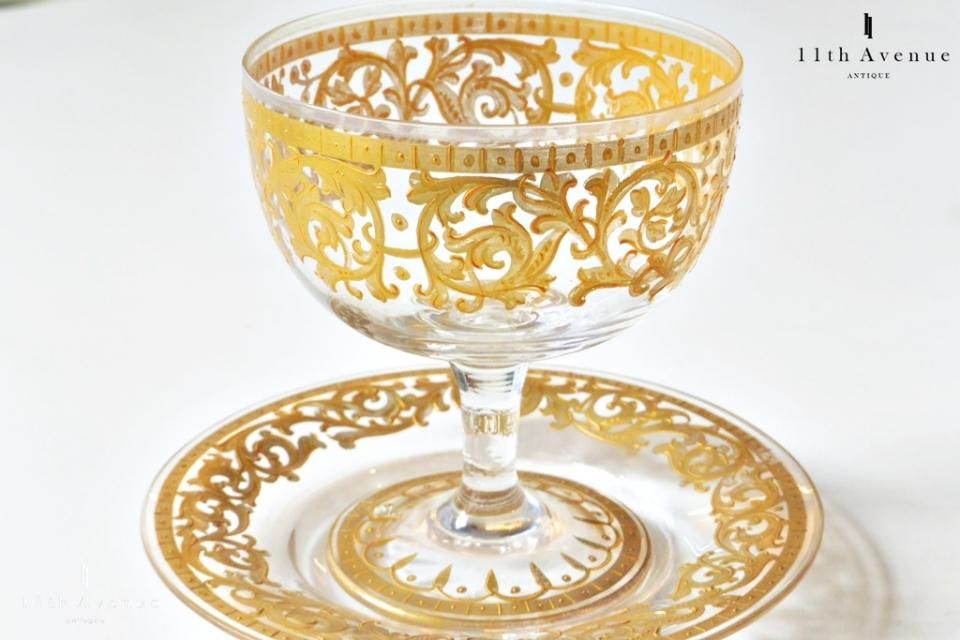 アンティークガラス工芸金彩フィンガーボウルVR7253