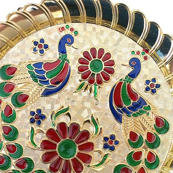 孔雀モチーフ プレート（インド・約14.5cm）