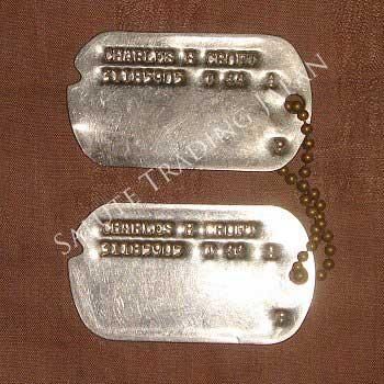 米軍】WWII実物ドッグタグ（CHARLES）2枚セット：短チェーン付