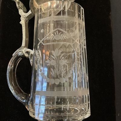 ベネチア ボヘミア 金彩 大型 飾りグラス ジョッキ 花瓶 ベネチア