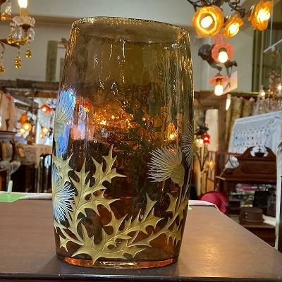 LIBERTY リバティ アールヌーヴォー風 陶器花瓶 アールヌーボー 金彩