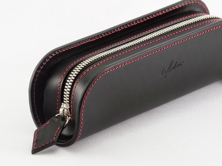 ル・ボナー デブ・ペンケース｜ブッテーロ｜黒（赤ステッチ） - 神戸派