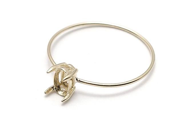 K10 Yellow Gold】リング空枠（爪留め）オーバルファセットカット5×3mm