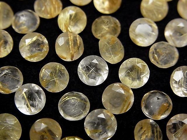 ルチルクォーツ ルース ラウンドファセットカット6×6mm 3粒｜天然石