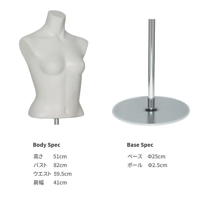 卓上トルソー レディース ボディ スポーツタイプ 婦人 上半身 腕なし