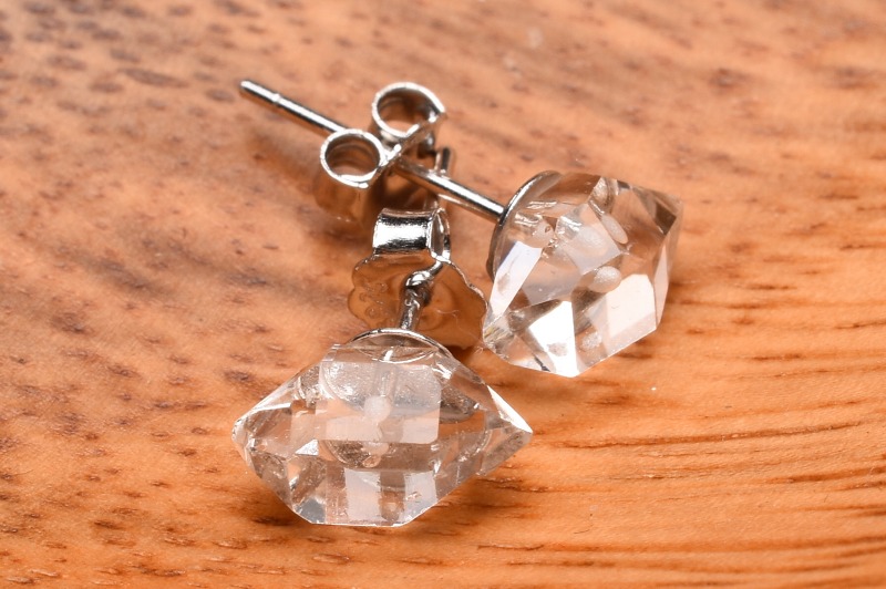 新品シルバー925 ダックスフンド ハーキマーダイヤモンドピアス ネックレス