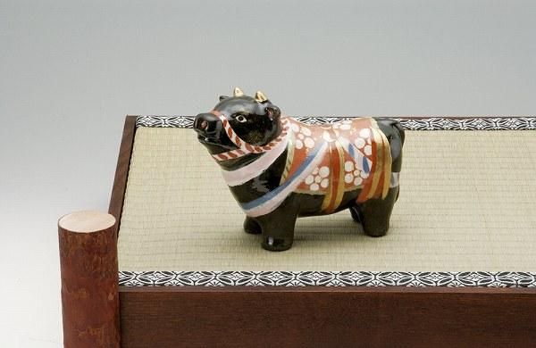 吉村楽入 申 干支 置物 張子の虎 香合 寅 干支香合 楽焼 吉村楽