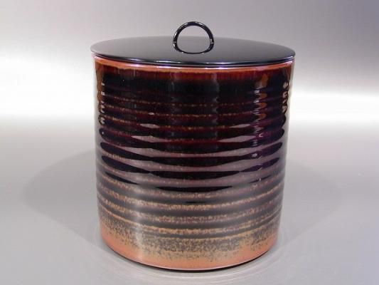 茶道具 水指 黒釉帯 花菖蒲 佐平 新品 【公式通販】