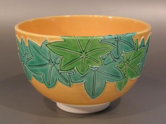 茶道具 抹茶茶碗 古代 黄交趾 楓（かえで）、 伊藤南山作 - 茶道具