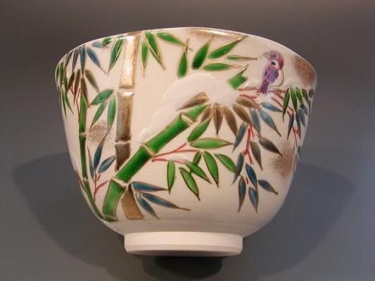 茶碗光琳水梅絵】中村秋峰共箱