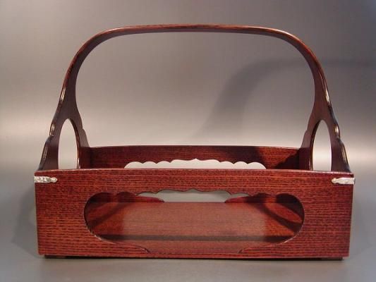 一閑塗 六瓢透 手付 莨盆 鵬雲斎好 裏千家 茶道具 漆器