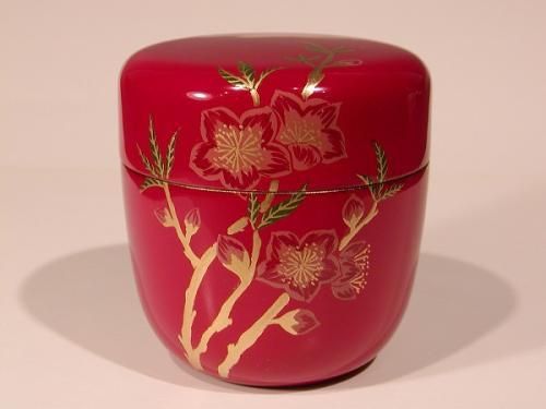 茶道具中村湖彩作朝顔蒔絵中棗共布共箱V9288