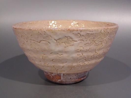 茶道具 抹茶茶碗 萩焼 枇杷（びわ）釉 井戸形 M5-1、渋谷泥詩作、 桐