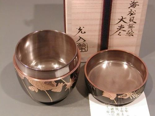大棗 海松貝（みるがい）蒔絵 内銀地、 二代 鈴木光入作 - 茶道具 販売