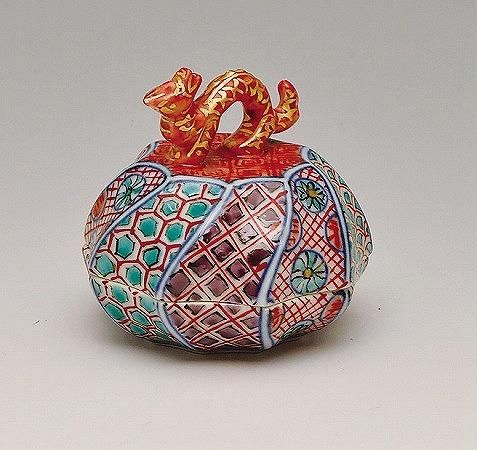 高野昭阿弥 （造）色絵 羽子板 香合 和楽庵 共箱付 幅 約8cm 茶道具