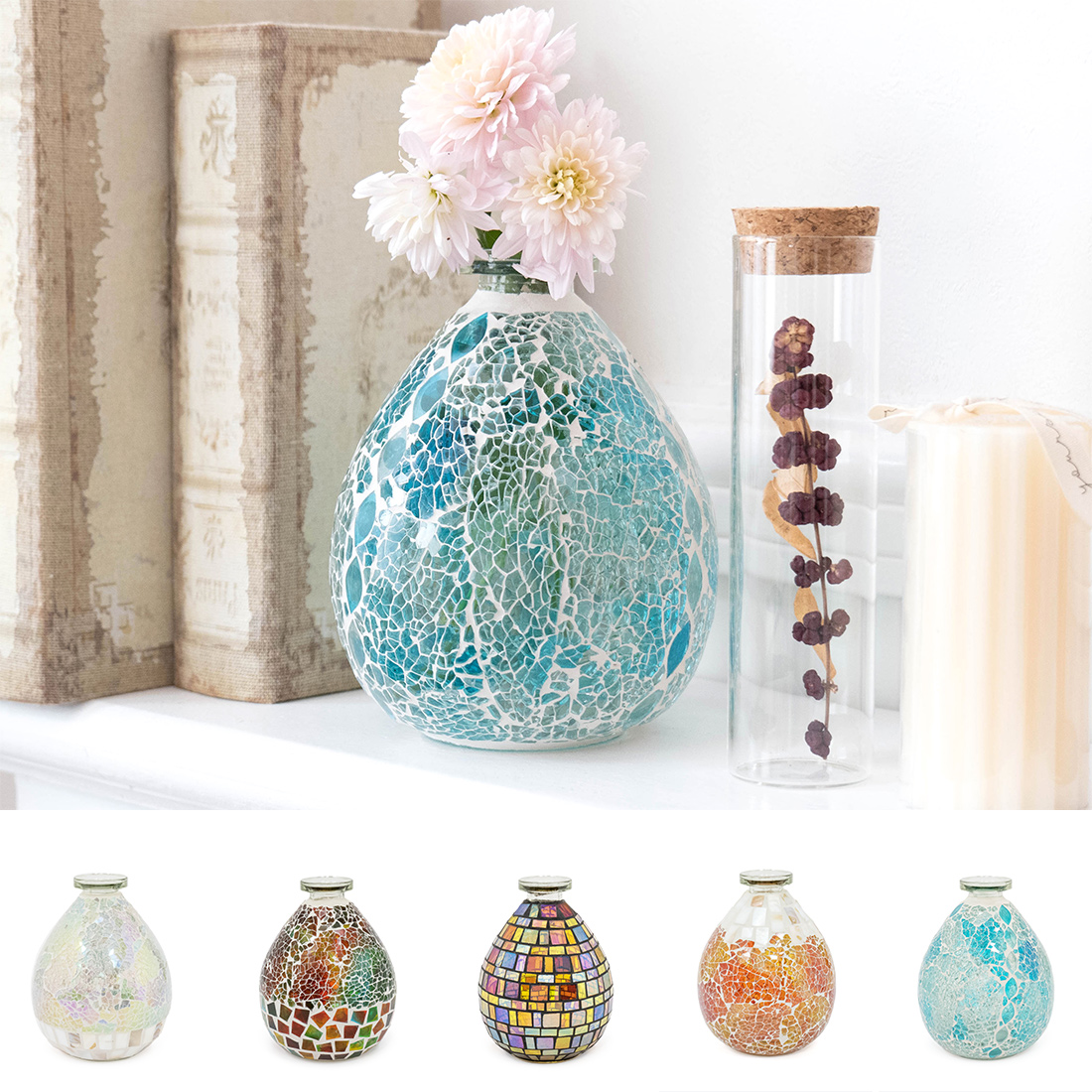 モザイク フラワーベース[花瓶 ガラス ステンドグラス オリエンタル